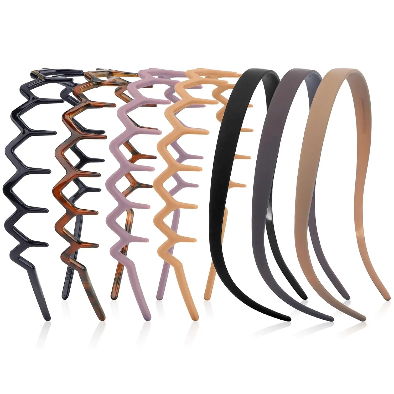 Zig Zag Claw Comb Headbands for Women Girls, Plastic Curly  Band Thin Hair Band with , Comfortable Square Headband for Glasses Wearers, 90s Hairband Diademas Para Mujer Black Brown