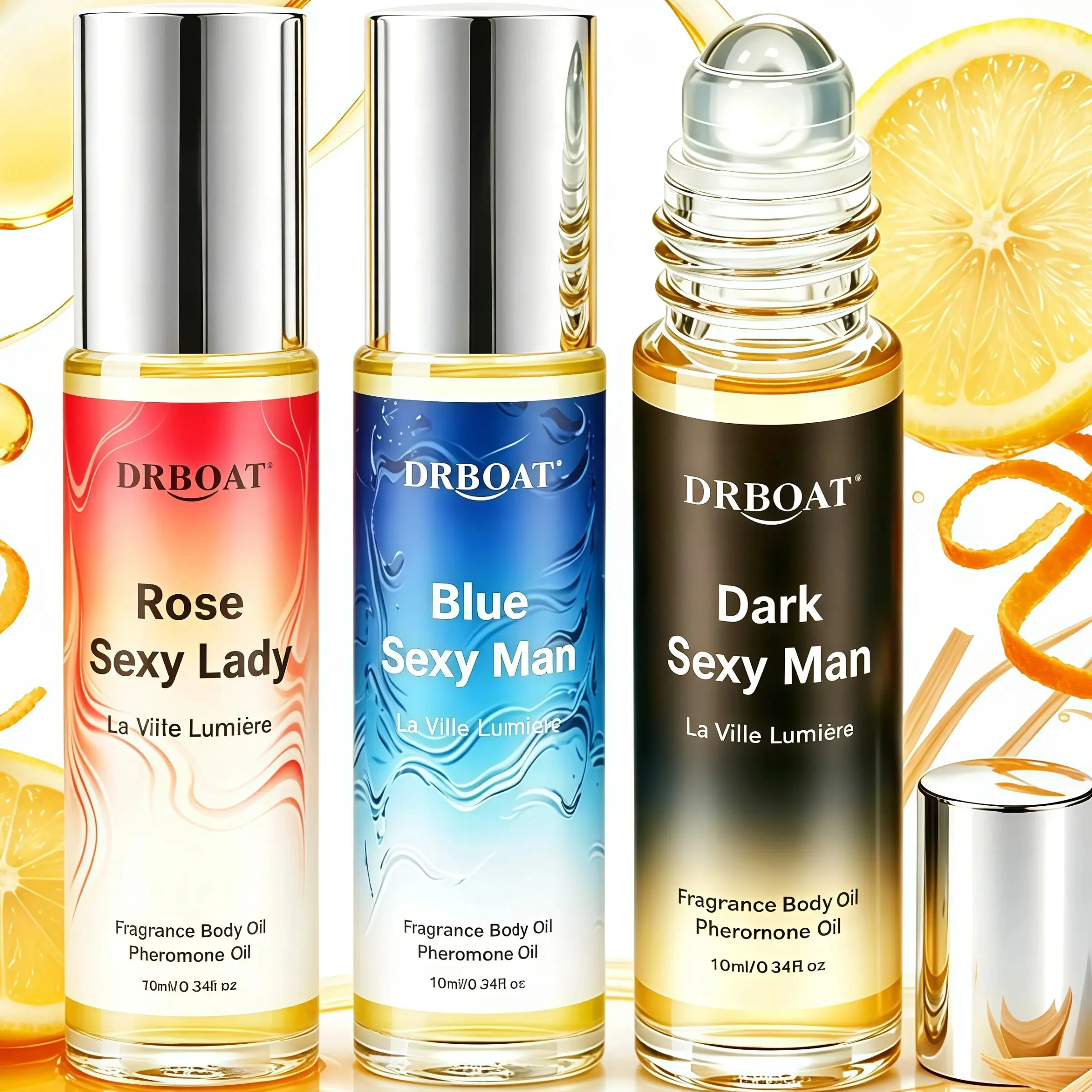 Luxury Perfume Oil Set - 10ML×3 Roll-On, Long Lasting Pheromone Oil, Woody-Citrus Scent, Faux Natural Fragrance, Holiday Gifting