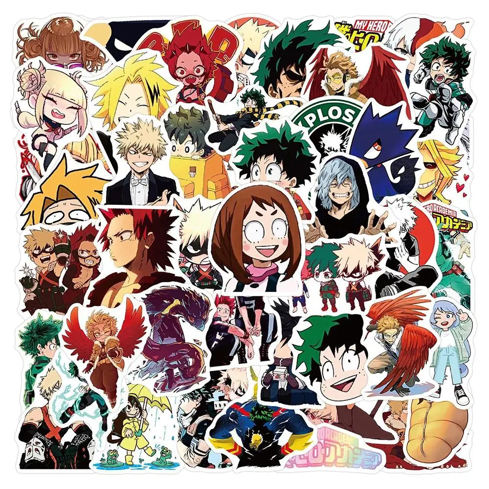 50pcs Funny Anime My Hero Academia Stickers DIY Laptop Helmet Notebook Phone Classic Japan Manga Decal Decoration Kids Toy