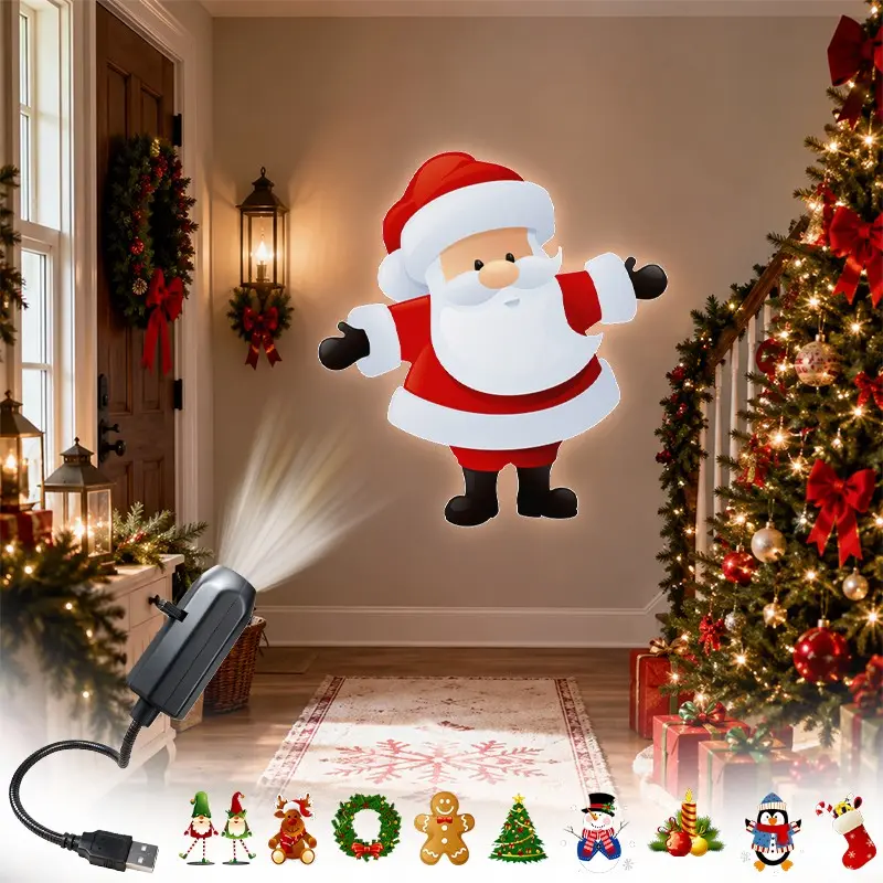 360° Rotatable LED Mini Christmas Projector Light, USB Powered, Replacement Cards Included, Ideal for Bedroom, Living Room, Ceiling, Wall Decor