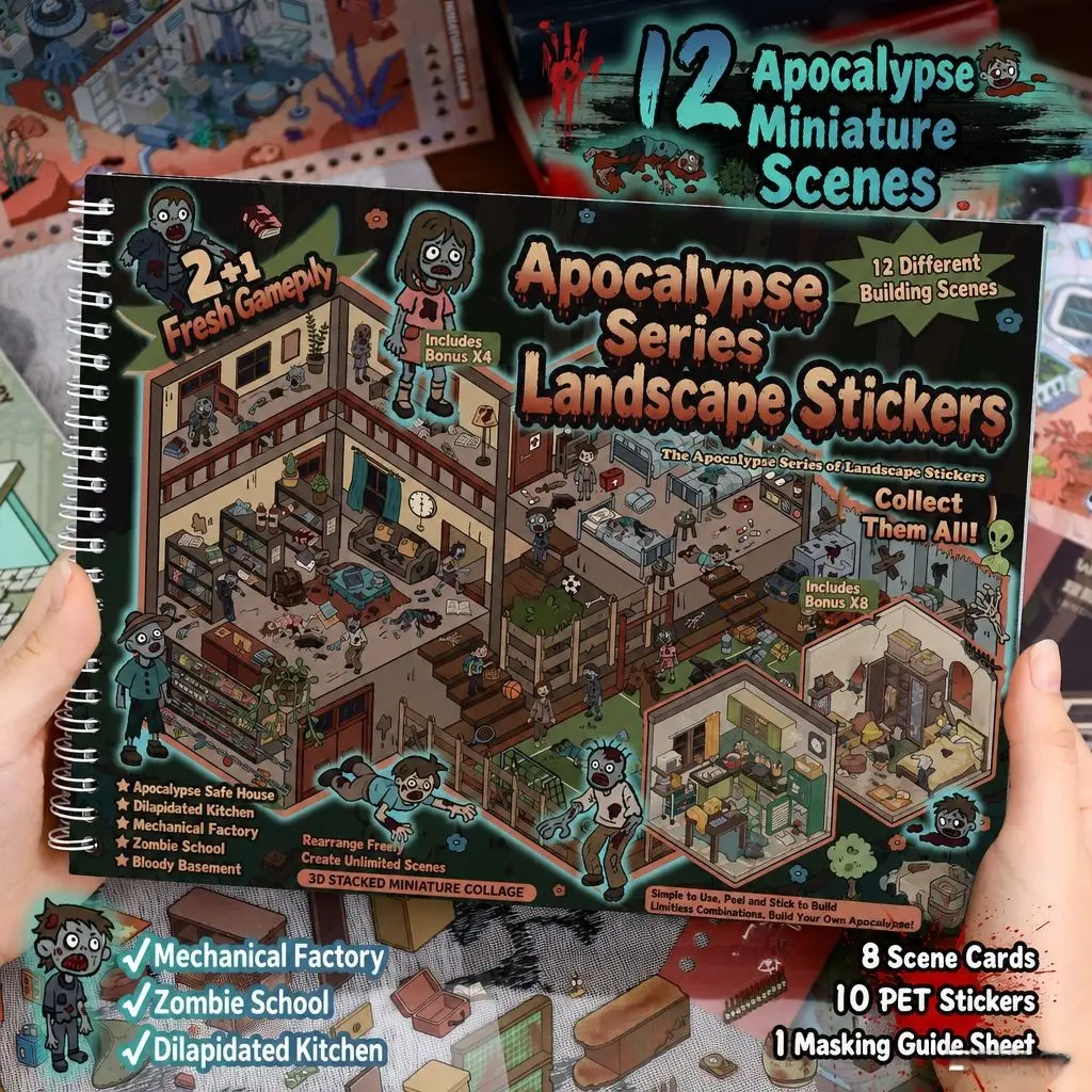 3D Miniature Scene Stickers, Stress Relief Sleep Aid, Halloween Apocalypse Series, DIY Craft Supplies, for Kids Teens Adults  #DioramaStickers, #FingertipDiorama, #TinyWorldStickers, #SceneStickers, #LayeredStickers,#Jo#JournalStickers#ScrapbookingSuppli