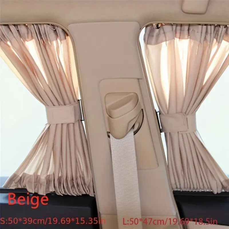 2-Pack Universal Car Sunshade, Side Window Curtain, Auto Folding, UV Protection, Fabric, Car Accessories, Easy Installation