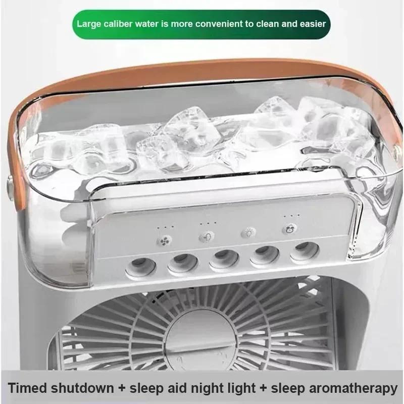 New 3 In 1 Fan AIr Conditioner Household Mini Air Cooler LED Night Light Portable Humidifier Air Adjustment Fan Office Home Fan cooling multifunctional rechargeable usb