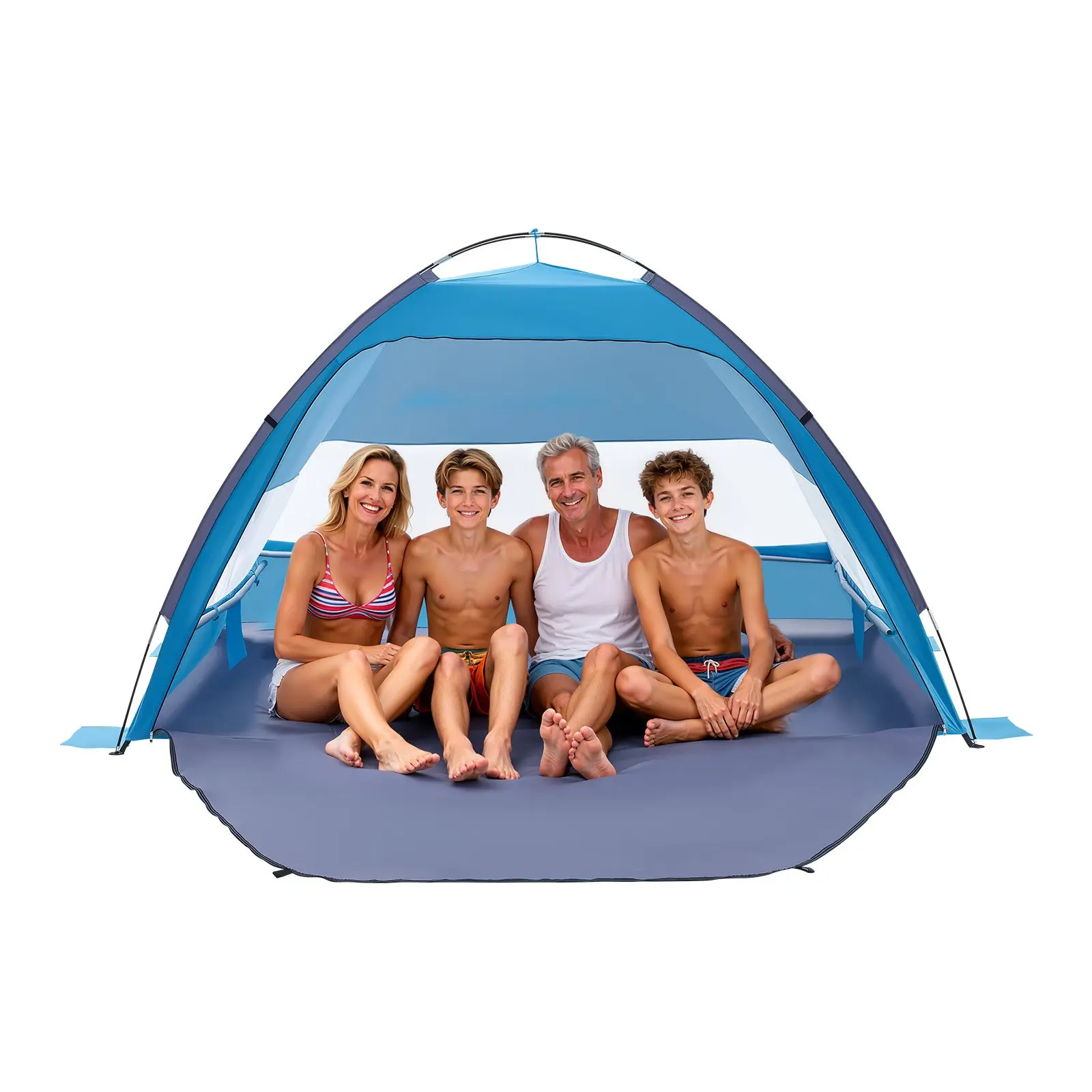 VEVOR 3-4 People Beach Tent Sun Shelter, UPF 50+ Sun Protection, Windproof Reinforced Poles, Roomy Lightweight Portable Canopy with Carrying Bag, Sand Pockets, Easy Install for Beach Outings, Adult Outdoor Gear
