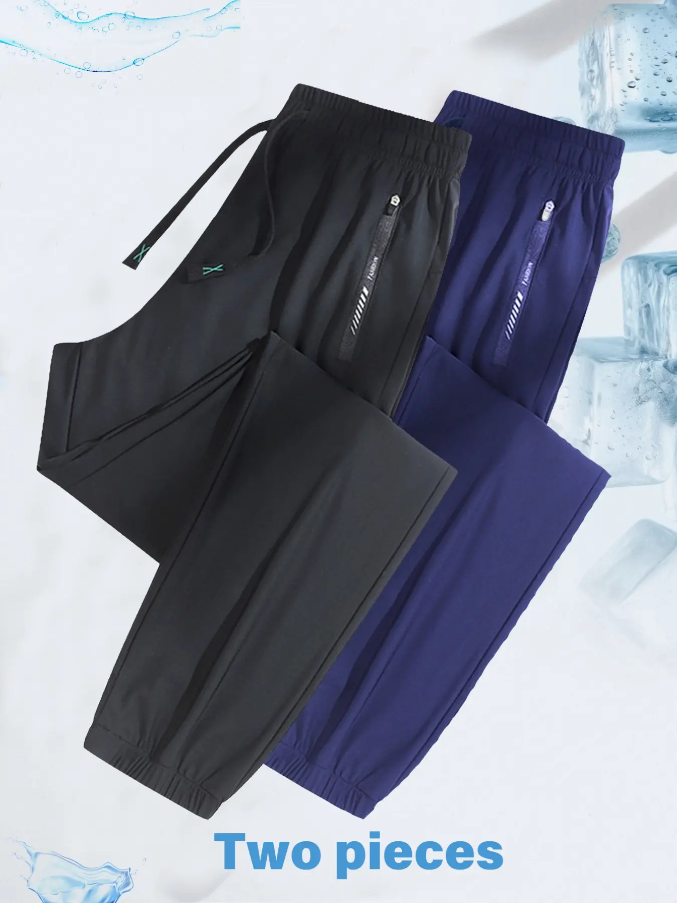 2-Pack Summer Plus Size Women's Sport Pants, Casual Loose-Fit Breathable Thin Long Pants, Elastic Waist, All Seasons Fashion, Casual Sporty Pants