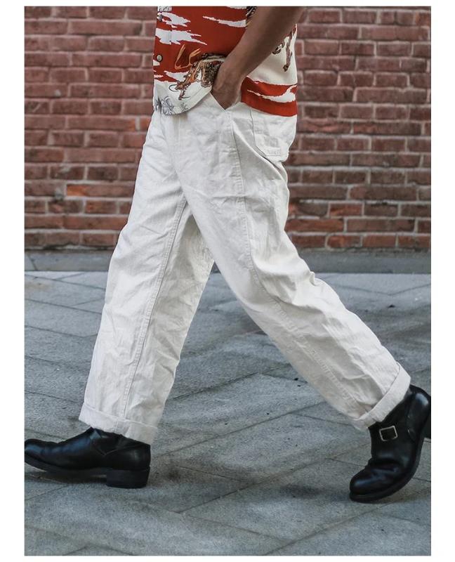 Kyn Apparel  Retro Naval Deck Trousers Vintage Inspired Herringbone Twill Work Pants