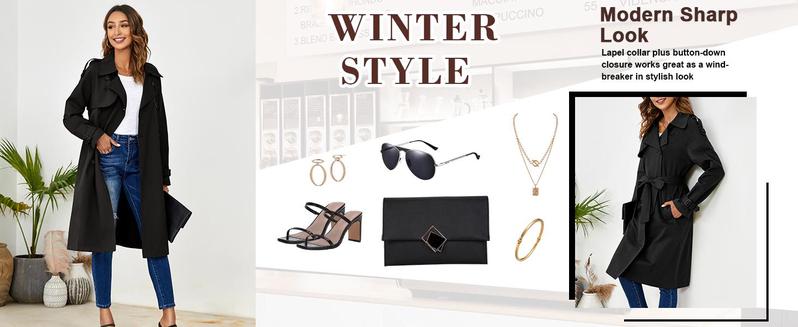 Imily Bela Women's Double Breasted Long Trench Coat Windproof Classic Lapel Slim Overcoat with Belt Imily Bela Women's Double Breasted Long Trench Coat Windproof Classic Lapel Slim Overcoat with Belt