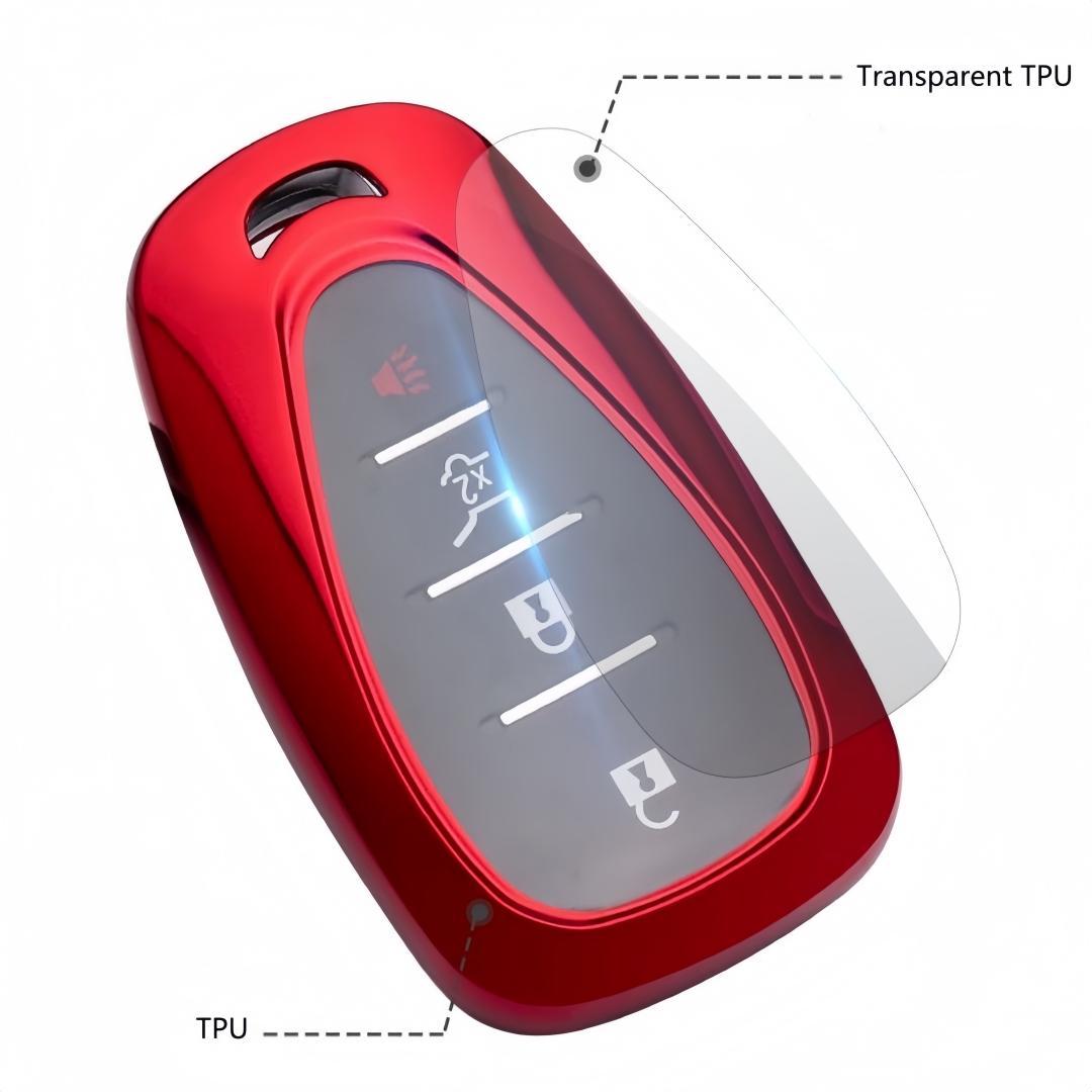 Car Key Case with Keychain, TPU Key Bag, Stylish Key Protector for Chevy Keys, Fashionable Car Accessories for Chevrolet Smart Key