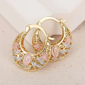 Aigen  Ethnic-style multi-color earrings for women, exquisite rose flower accessories, fresh and delicate jewelry, holiday-style accessories