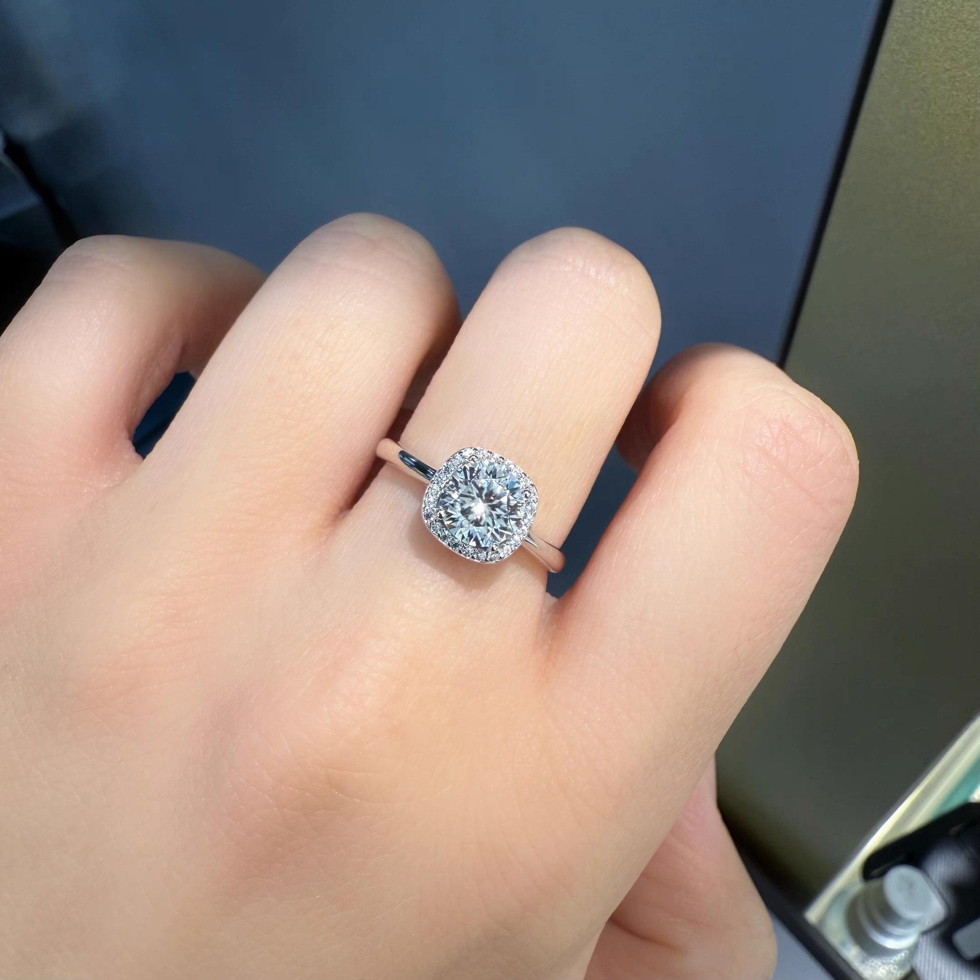 Small square ring inlaid with moissanite