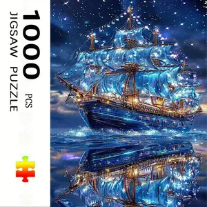 1000 Piece Crystal Ship Puzzle, Large Adult Family Interactive Toy, DIY Home Decor, Holiday Scene, Mixed Colors, Perfect Gift, Durable Puzzle