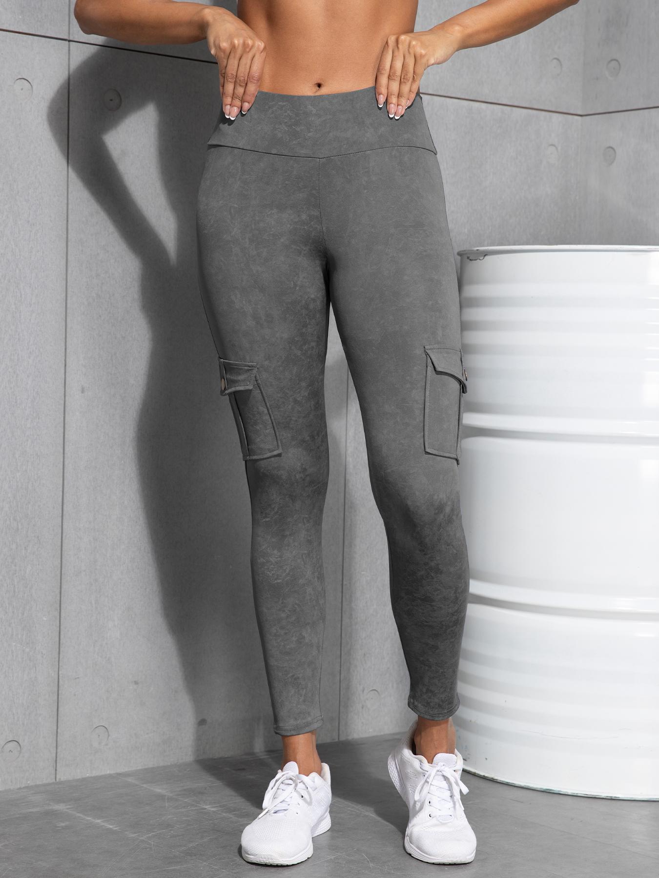 Women's Tie Dye Print Pocket Design Cargo Leggings, Casual Comfy Breathable Skinny Pants for Yoga Gym Workout, Ladies Bottoms for All Seasons