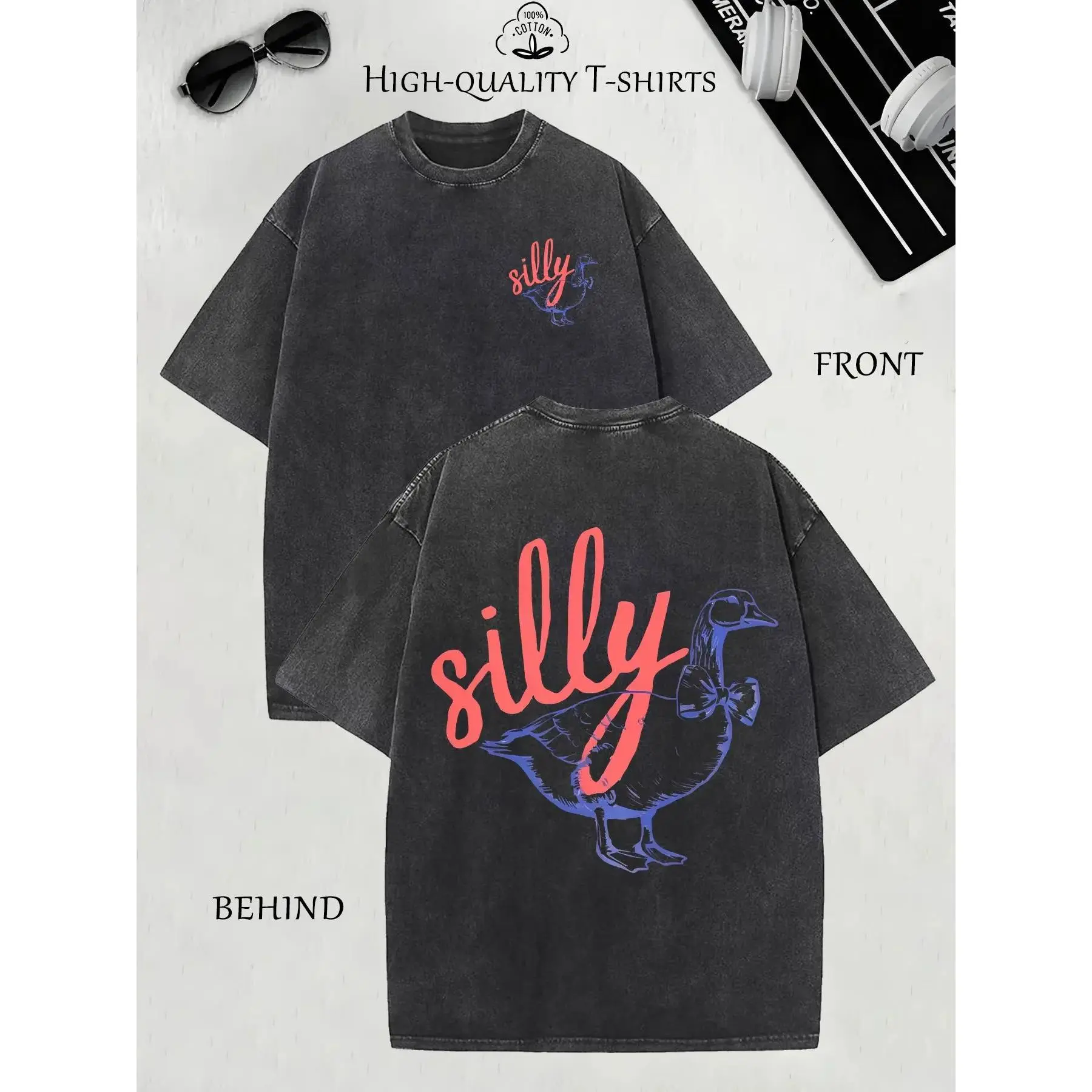 Soft Mineral Snow Wash Y2K Crew Neck All Day Comfort Top