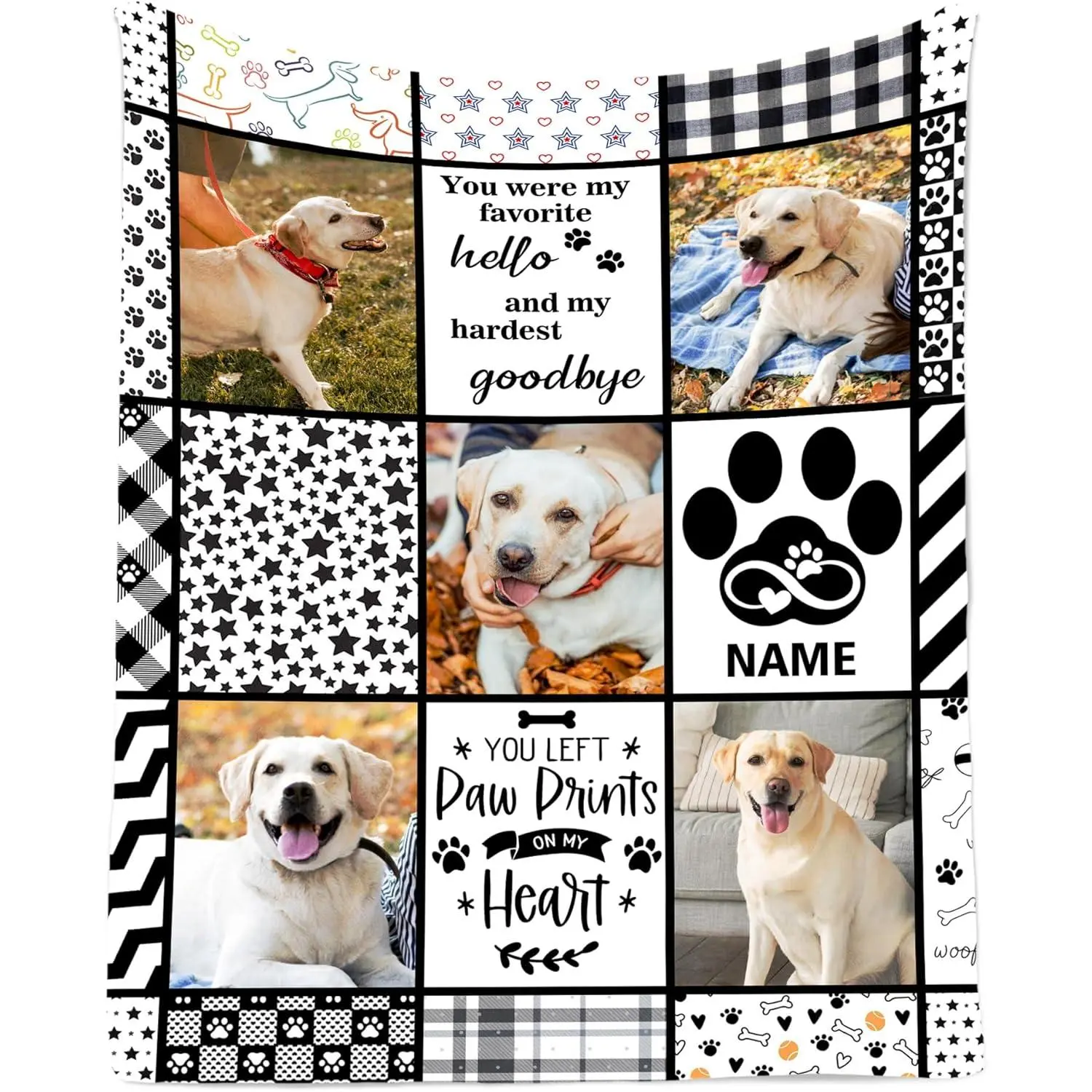 Personalized Pet Memorial Gifts, Custom Dog Blanket with Pictures Name, Customized Pet Memorial Photo Blanket, Loss of Pet Sympathy Gift, Dog Passing Away Bereavement Gifts