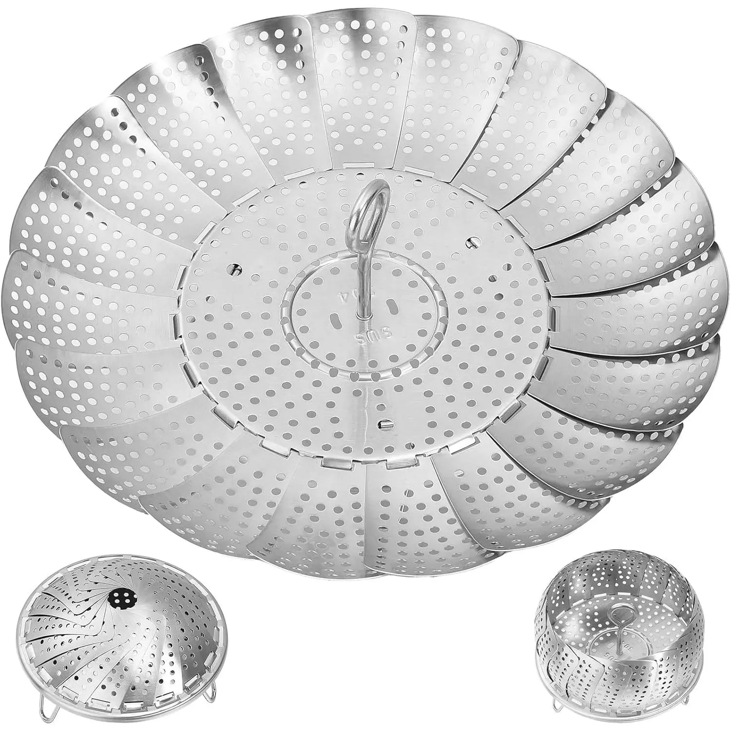 Steamer Basket for Cooking 304 Stainless Steel Entirely Thickened,Collapsible Steamer Insert for Pots, Fits /Skillets (5.5'' To 9.5'')