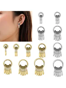 1 Piece Stainless Steel Ear Plug And Tunnel With Hoops 8/10/12/14MM Ear Expander Punker Flesh Stretcher Jewelry