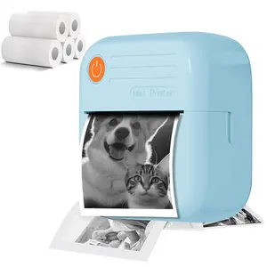 Portable mini printer, Mobile Printer, USB-powered Smartphone Photo Printer compatible with iOS and Android, includes 5 rolls of paper, perfect Christmas gift, Portable Handheld Printer