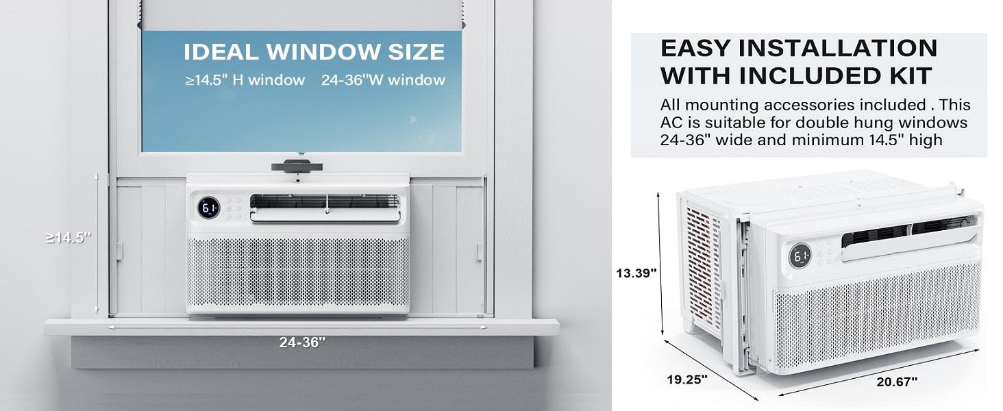 ROVSUN 12000 BTU Inverter Window Air Conditioner with WIFI Function, Energy-Saving Window AC Unit with Remote & App Control, Ultra Quiet Design & Easy Install Kit, 115V/60Hz