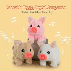 Electric Realistic Pig Plush Toy, Movable & Sound Making Wiggly Pig Doll, Cute Creative Birthday Gift for Kids