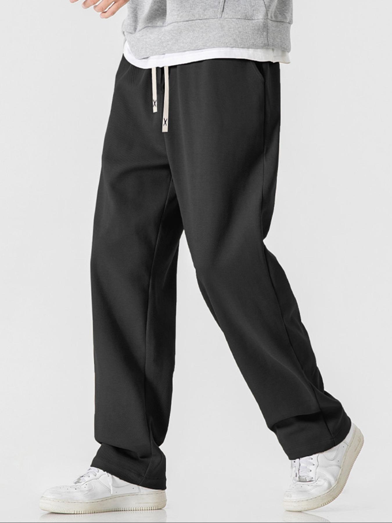 Men's Solid Color Pocket Drawstring Waist Sweatpants, Casual Comfy Loose Jogger Pants for Spring & Fall, Men's Trousers for Daily Wear