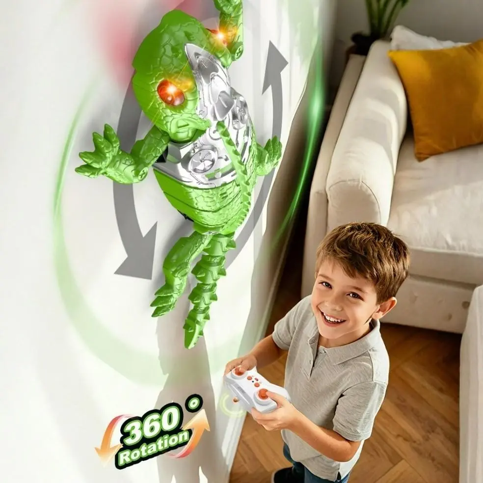 Remote Control Bionic Electric Wall Climbing Spider, 360° Rotatable, Interactive Toy with Lights and Sounds, Unisex Gift, Requires Batteries