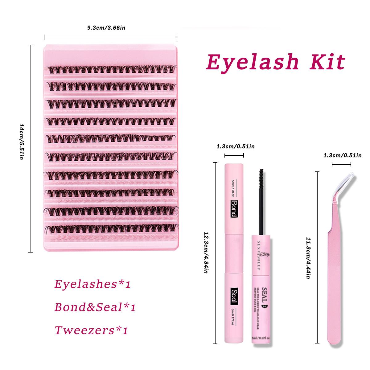 200pcs Eyelash cluster Set, DIY Eyelash Extension Kit, Soft, Natural and Convenient, Include 30D Eyelash Clusters, Bond and Tweezers, Suitable for Beginners to Use at Home for Makeup, Valentine's Day Gift, Lightweight
