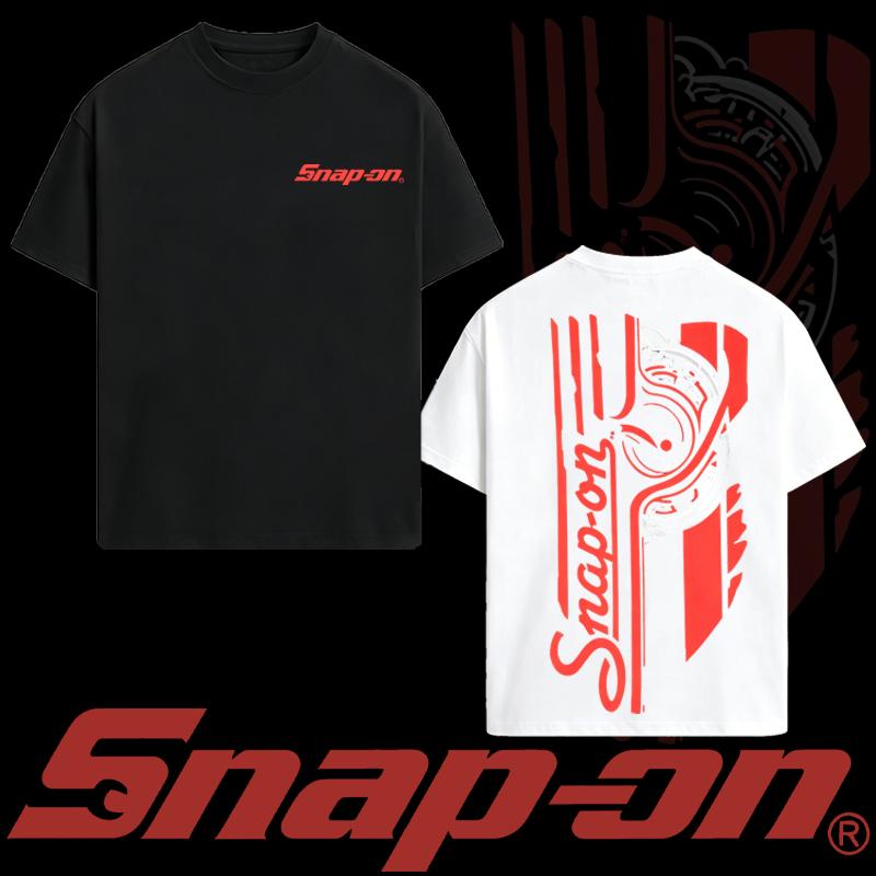 Snap-On 44 Retro Black T-Shirt, Snap On Flag Shirt 2 Sides, Gift For Racing Fan, Casual Cotton T-Shirt, Short Sleeve Crew Neck, Summer Tshirt, Made In USA