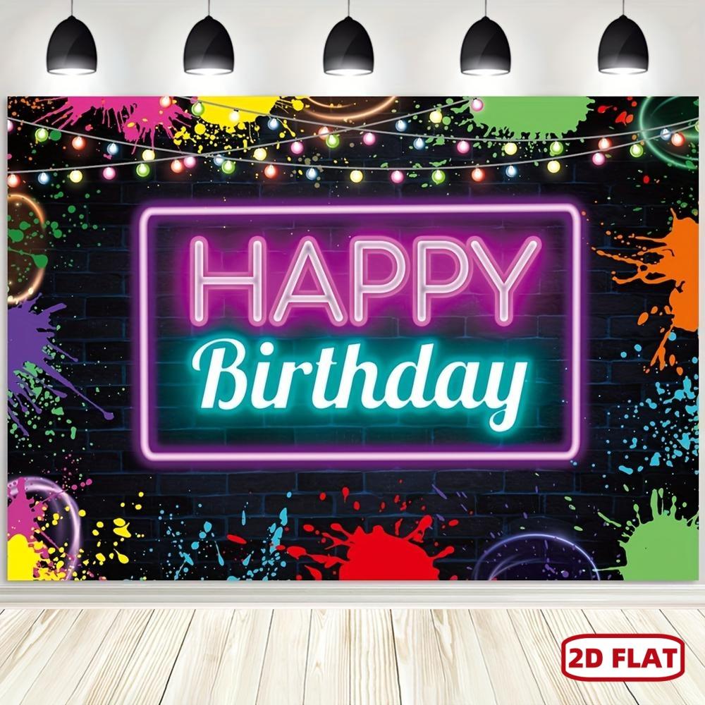1pc Polyester 2D Flat Crazy Rainbow Birthday Backdrop, Neon Party Decoration, Photo Prop for Parties (Non-Glow Banners/Ornaments), Photo Props