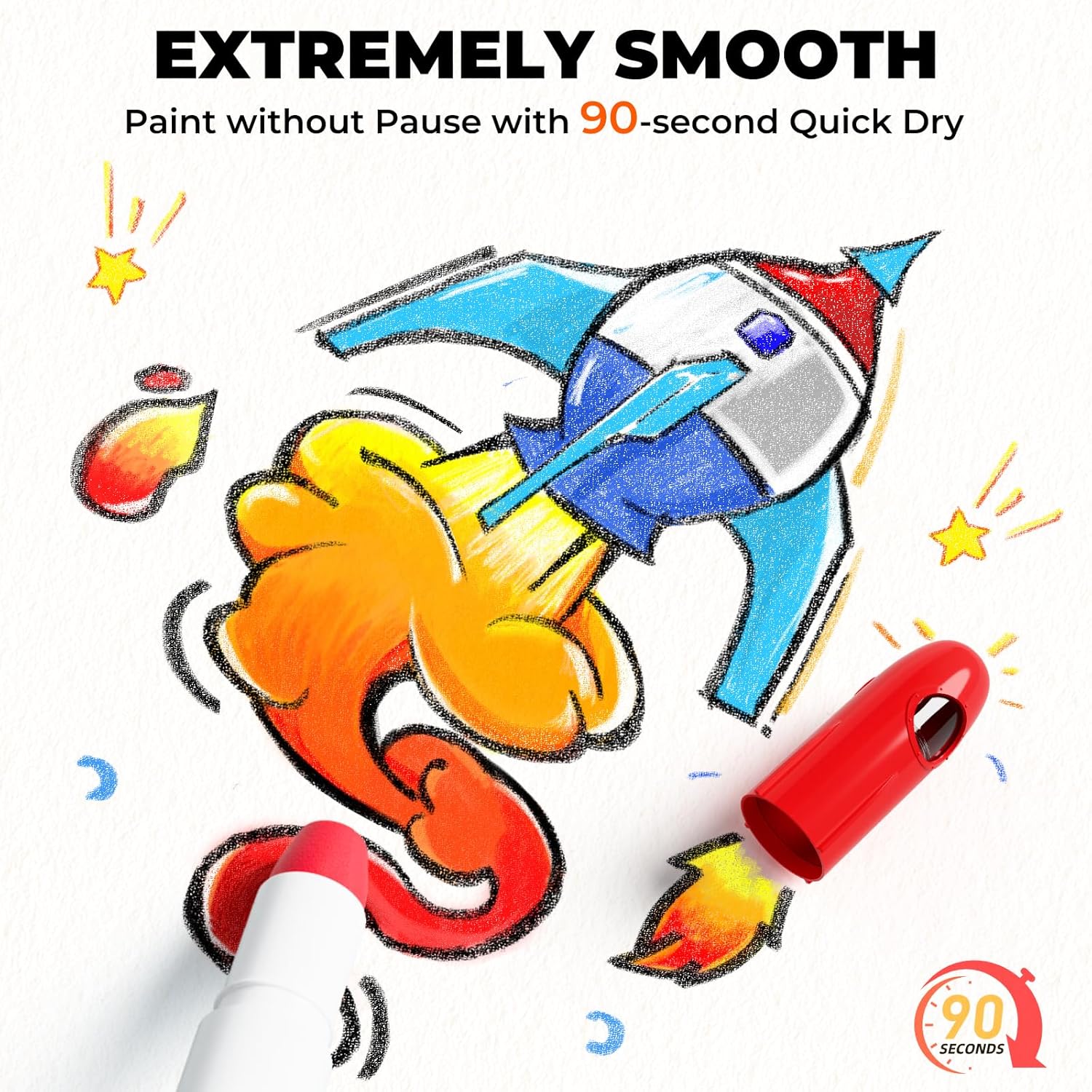 36/26/18 Color Rocket-shaped Gouache Paint Sticks, includes 120-page PDF coloring pages., Fast-drying, non-toxic, and washable, suitable for children and students, Ideal art supplies for painting on paper and canvas during the Christmas season