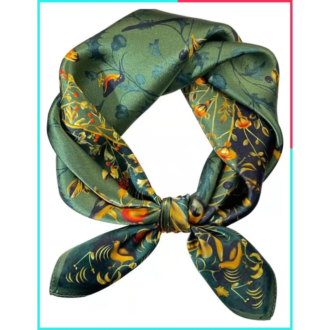 100% Silk Square Scarf 25.6 Inch - Versatile Hair Scarf Neckerchief Headscarf for Women Men