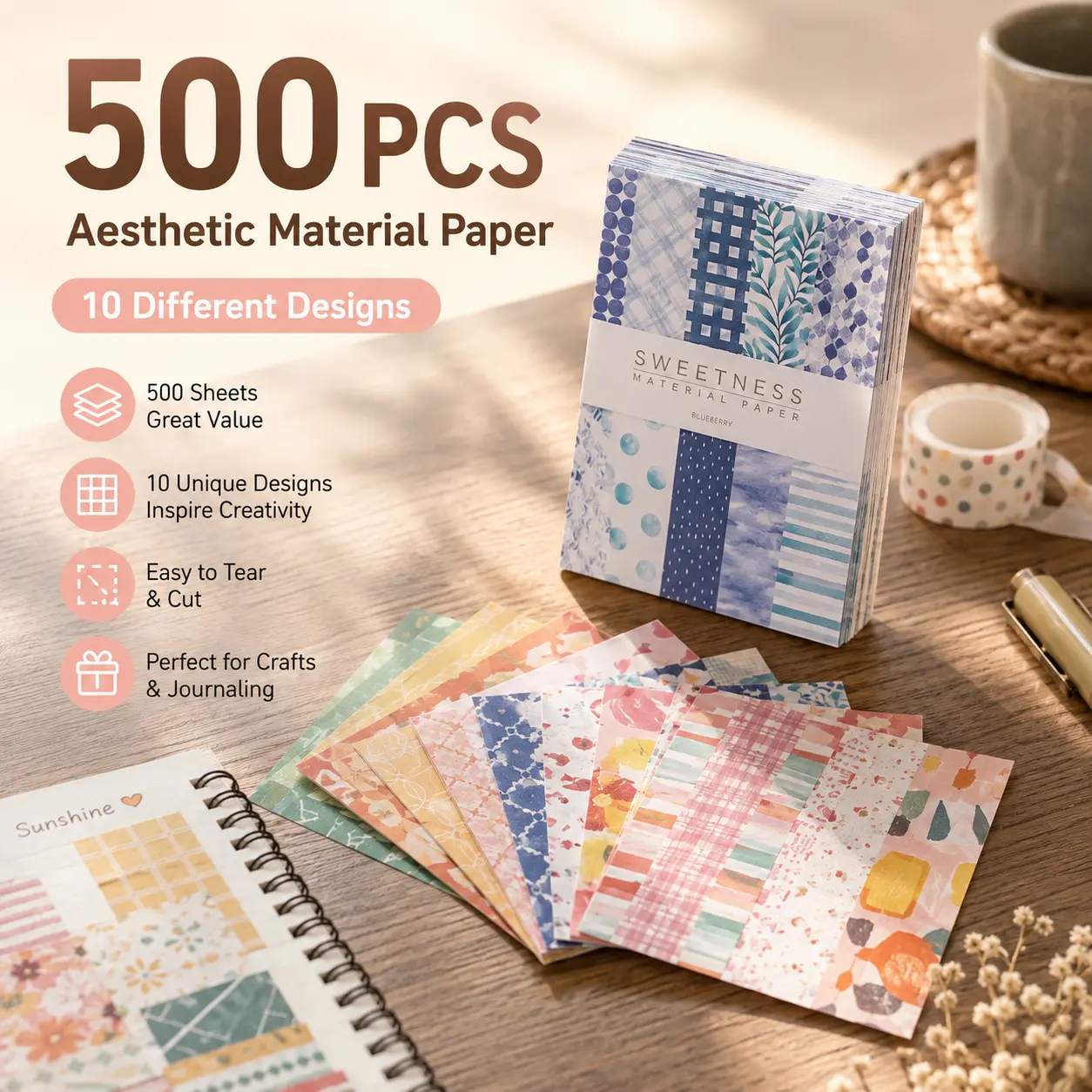 500/10 PCS Vintage Scrapbook Paper Set,Aesthetic Stationery Paper Supplies,Decorative Paper for DIY Art Crafts,Scrapbooking,Journal,Photo Album,Hand Tools Kits-YY2