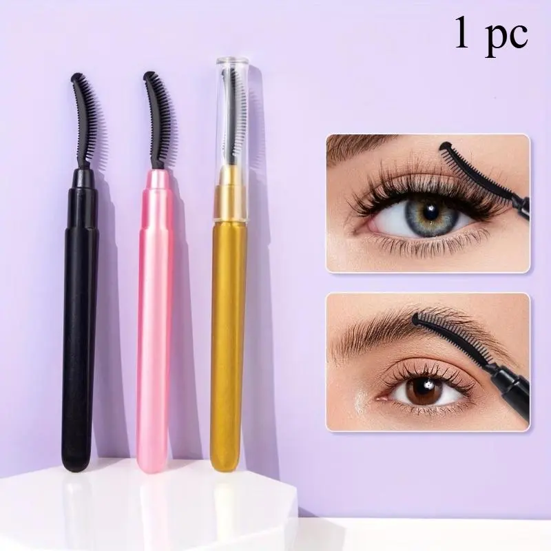 Portable Soft Silicone Eyelash Brushes with Dustproof Cover, Makeup Brush Tool for Daily Mascara Application, Eyelash Grooming Separator Comb