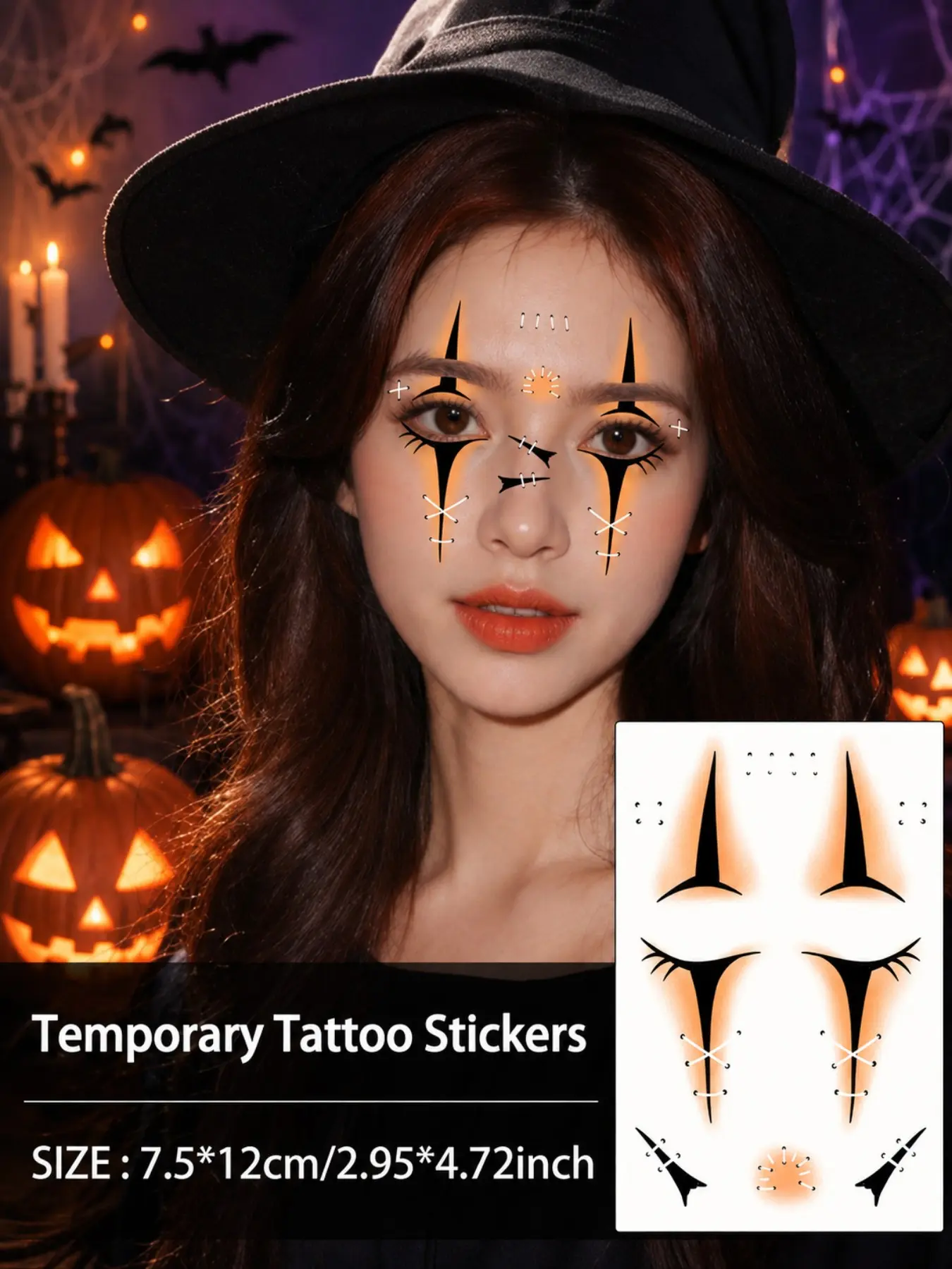 Halloween Clown Temporary Tattoos 1 Sheet, Scary Face & Body Tattoo Stickers, Waterproof Makeup for Men & Women, Fun Halloween Accessories