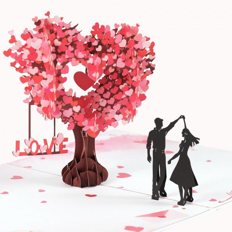 Valentine's Day Pop-Up Greeting Card 3D Surprise Instant Heart Flutter Love's Chapter Unveil Emotionally Impactful Paper Art with Dynamic 3D Patterns