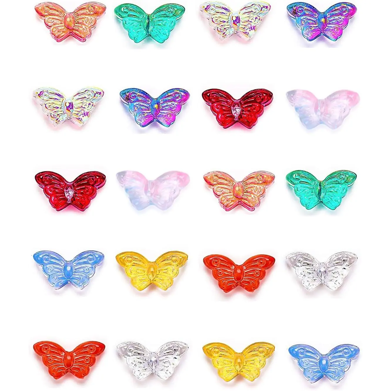 120 count Butterfly  Beads Bulk Spacer Beads for  Making Earring Bracelet Necklace Key Chains DIY Craft