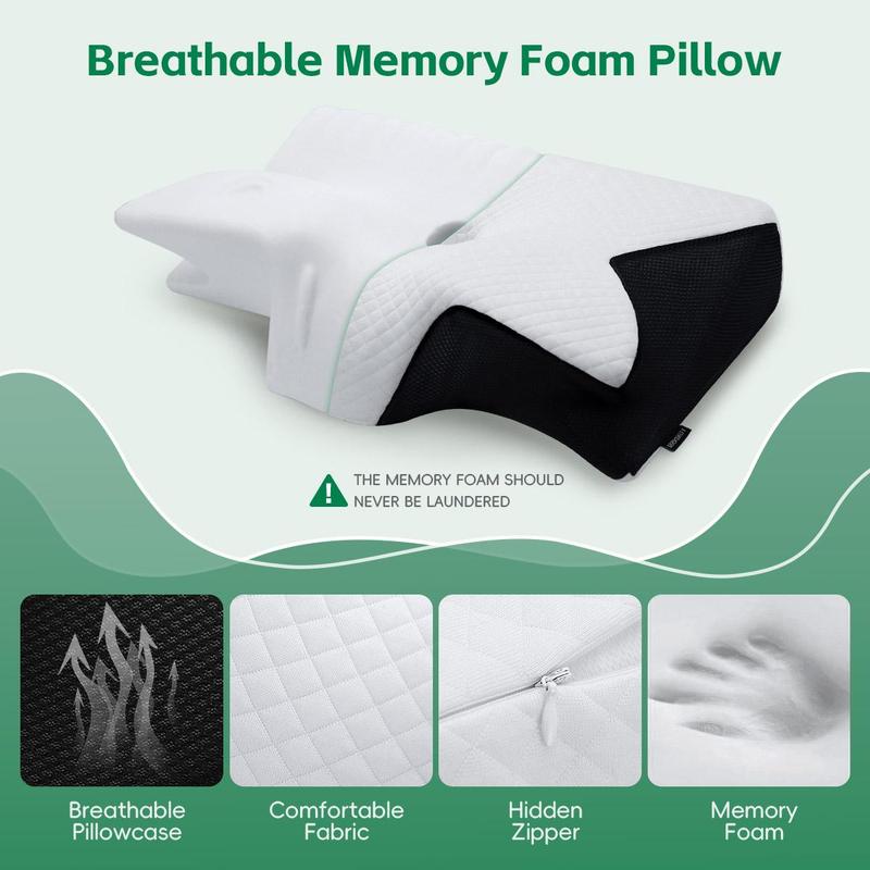 Orthopedic Memory Foam Neck Pillow, 1 Count Breathable Design Neck Pillow, Comfortable & Supportive Neck Pillow, Sleep Pillow for Side & Back Sleepers Orthopedic Memory Foam Neck Pillow, 1 Count Breathable Design Neck Pillow, Comfortable & Supportive Neck Pillow, Sleep Pillow for Side & Back Sleepers