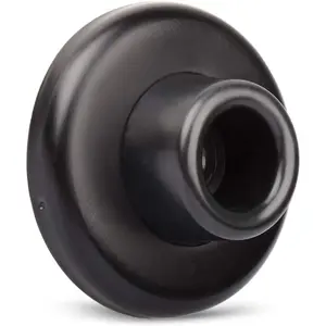 Wall Door Bumper Stop Black 2-1/2" Outside Diameter Stainless Steel Cover with 1-1/8" Black Rubber Bumper Easy to Install with Screw