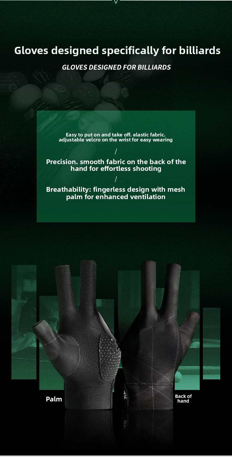 Professional billiard gloves, lightweight and breathable, three-finger open-finger gloves, snooker table ball non-slip gloves, single piece