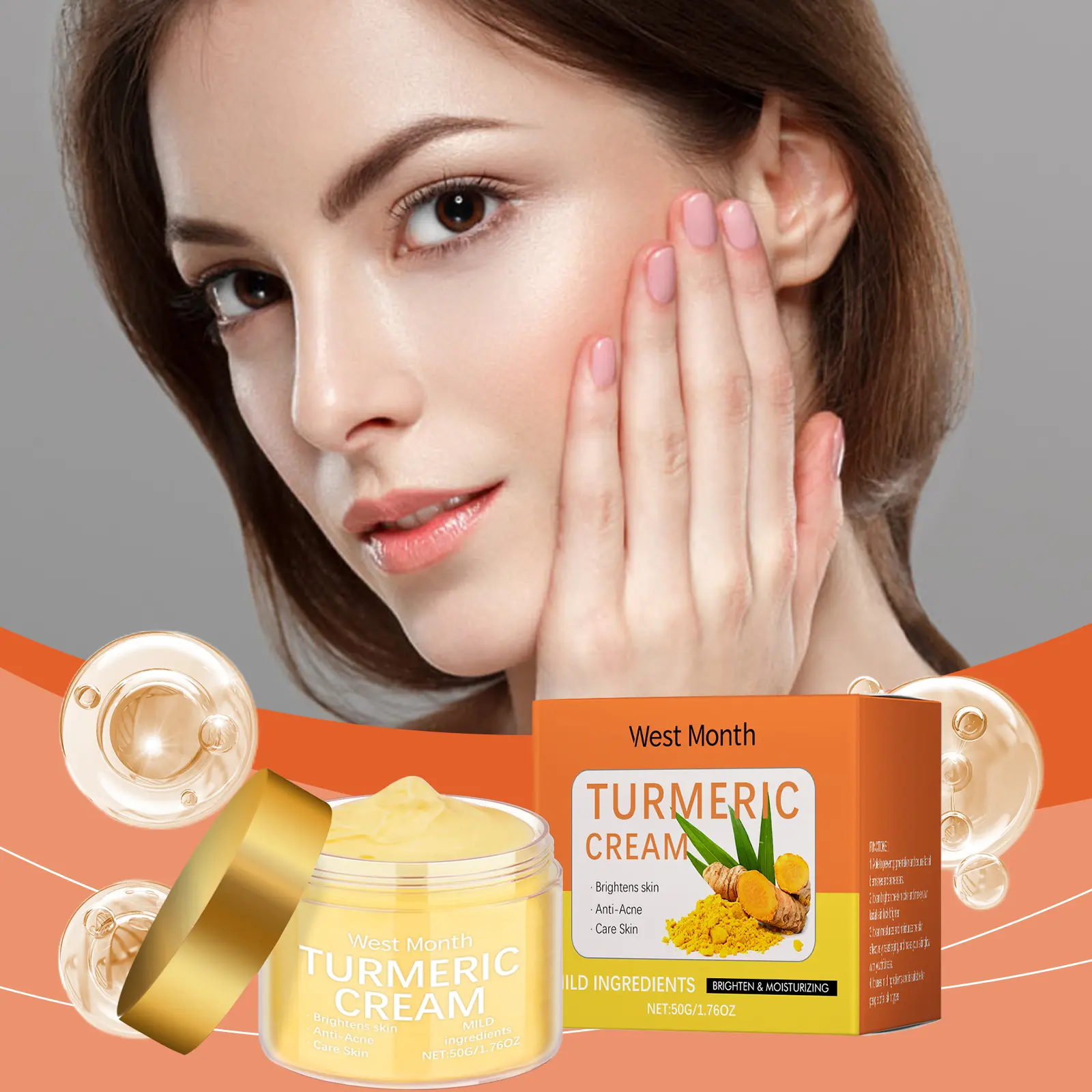 Turmeric Daily Face Moisturizer Cream, Hydrating Facial Cream for Balanced, Even-Toned Skin, Natural Glow Skincare