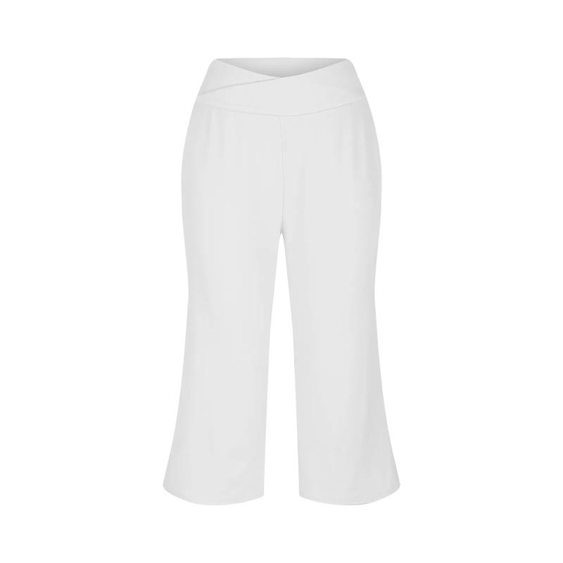 Women  Elastic High Waist 3/4 Pant Casual Active  Fit Wide Capris Leg Pants Trousers With Pockets Pants for Women Womens Pants Girl Fashion Blue Red