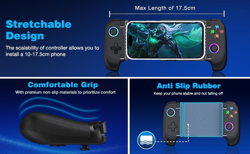 ESYWEN Mobile Gaming Controller for Android /IPhone,Bluetooth Wireless Gamepad Designed for Xbox Game Pass Ultimate, Steam Link,Arcade,GeForce Now, Black