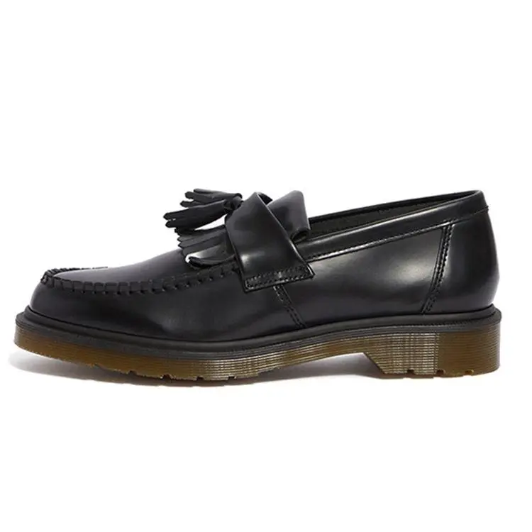 Dr. Martens Adrian Fringed British-Style Platform Shoes for Men and Women in Black Verifiable, with credentials and supporting global authentication