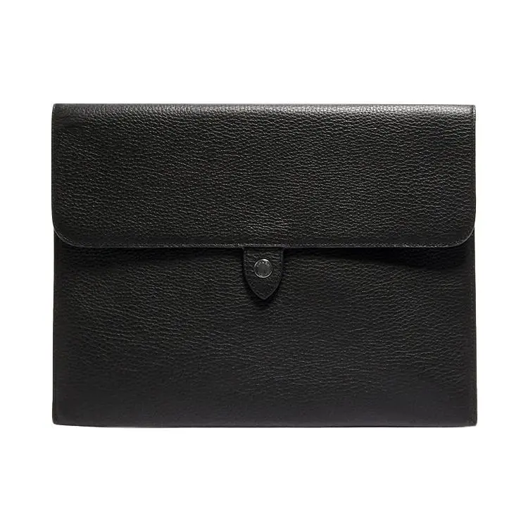 COACH Tablet Sleeve 28 Leather Handbag Briefcase for Men and Women, Unisex Style, Black