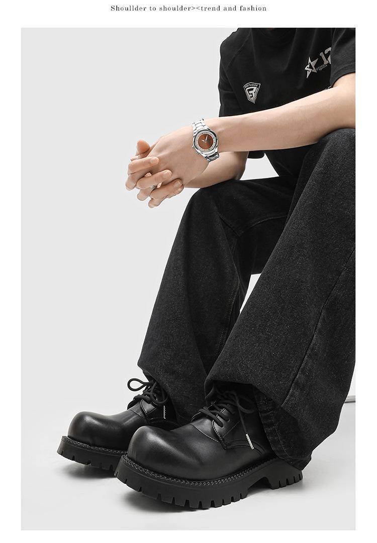 Men's Lug Sole Derby Shoes – Platform Chunky Workwear Boots, Low-Top Casual 96069-K