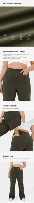 Halara High Waisted Button Multiple Pockets Straight Leg Casual Plus Size Pants