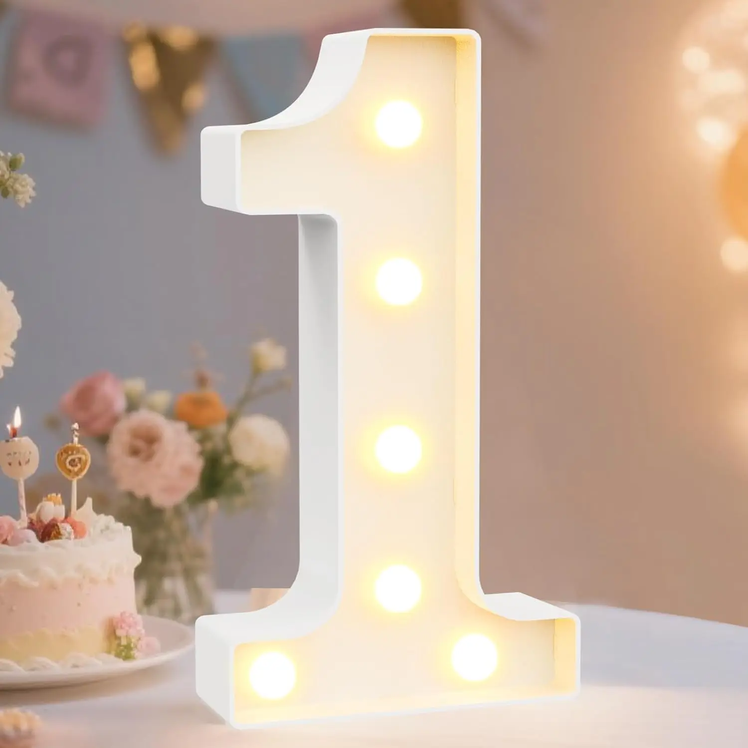 Decorative Led Light Up Number Letters, White Marquee Number Lights Sign Wedding Decor Battery Operated Number (1)