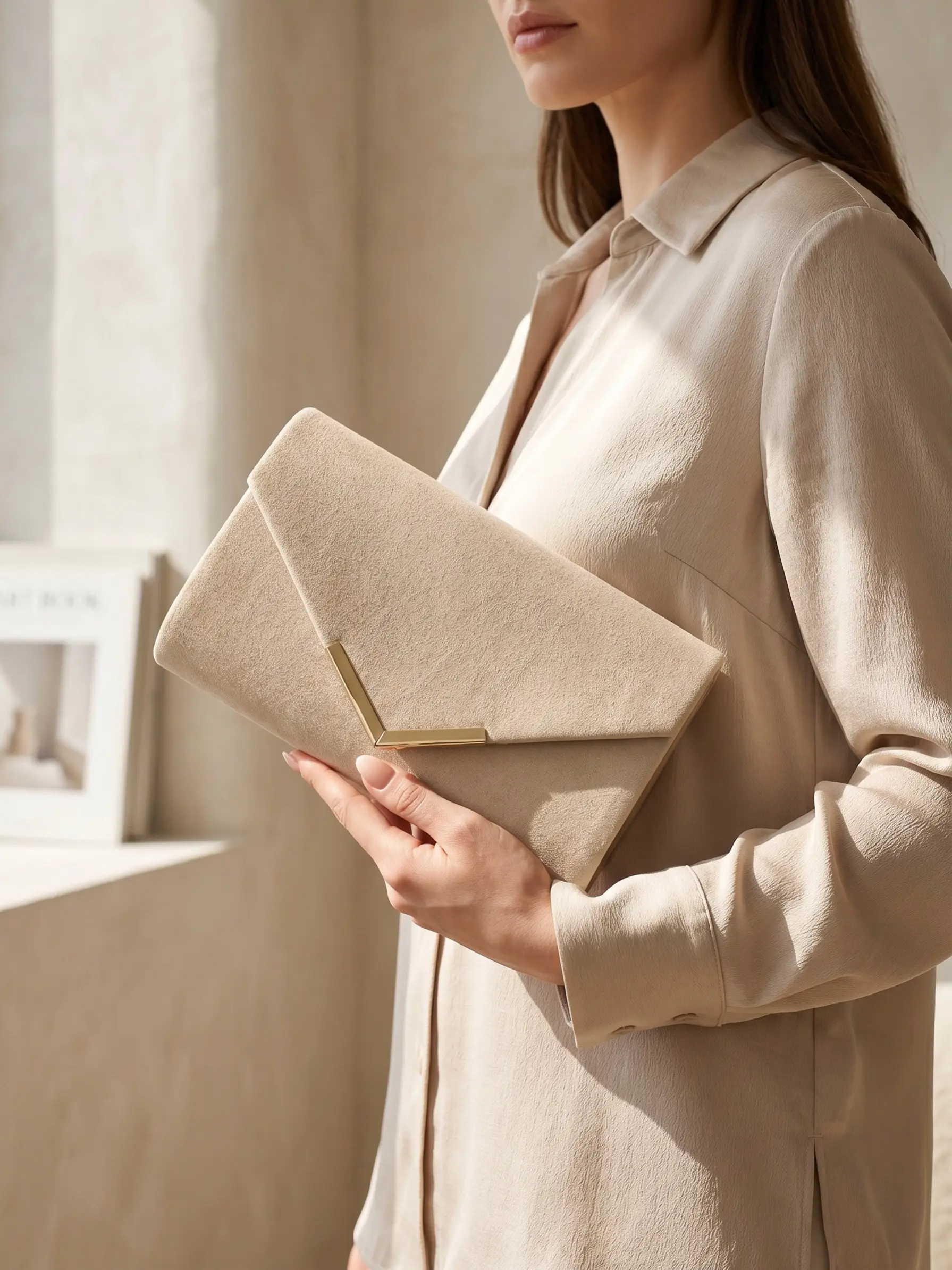 New Elegant Women's Evening Handbag, Fashionable Plain Envelope Clutch, Perfect for Weddings, Parties, Holidays, All Seasons