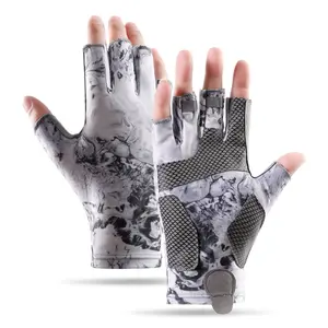 Men Women Fishing Half Finger Gloves – Non-Slip Textured Palm, Durable Paddling Rowing Gloves, Breathable Gym Cycling Workout Gloves for Kayak, Paddle Board, Sailing Outdoor Water Sports