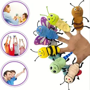 6 Styles UNSNURNOCH Insect Plush Finger Puppets - Realistic Mini Hand Puppets with Ants, Beetles, Bees, Wasps & Fly for Kids Role-Play, Storytelling - Soft for Toddlers, Drama, Teaching for Early Learning