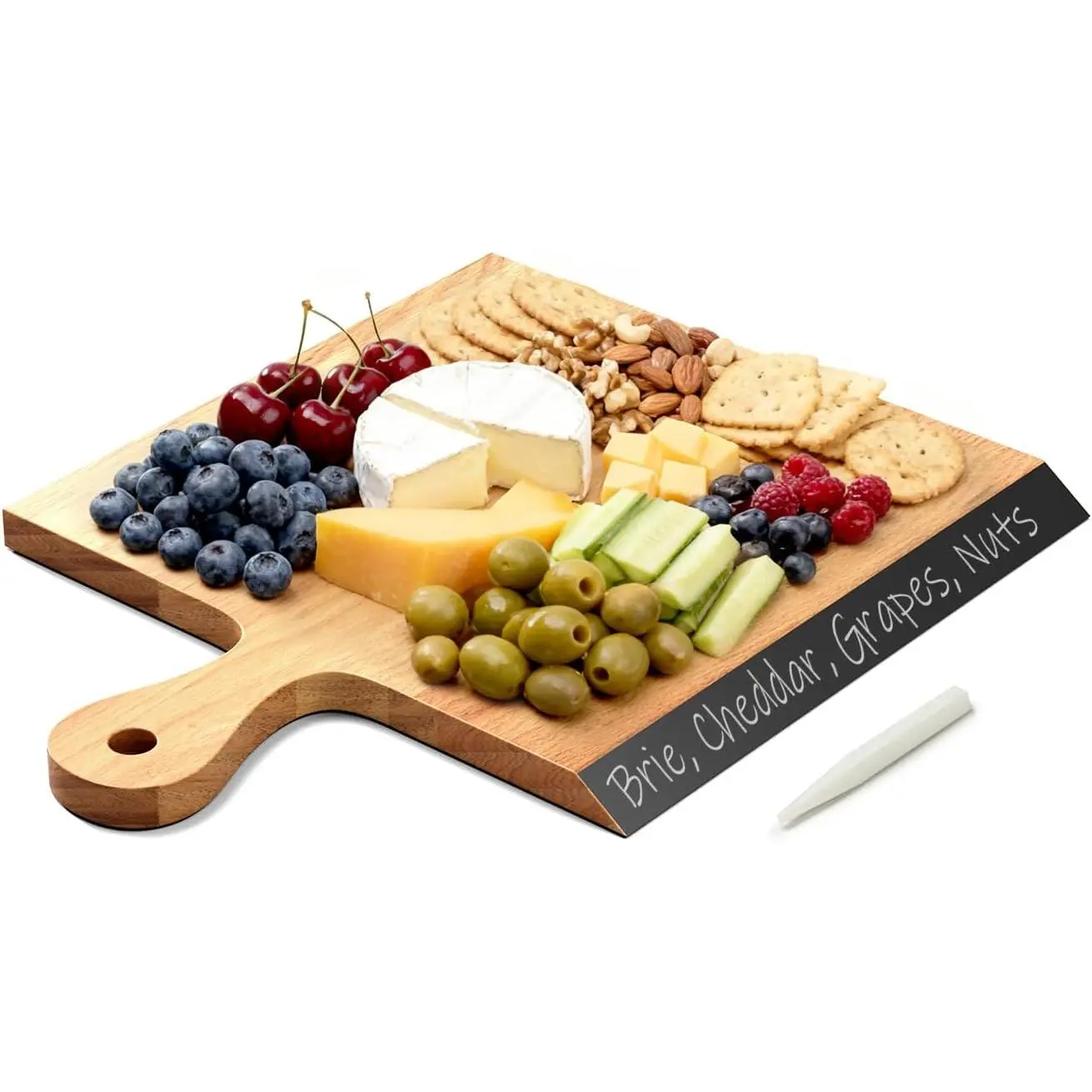 Acacia   Board with Handle, 2-in-1 Reversible Charcuterie Board & Chopping Board, Large 17"x13" Chalkboard  Serving Board for Meat & Cheese, Fruit and Nuts, Christmas